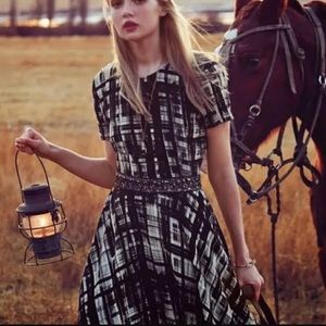 Anthropologie Dresses | Corey Lynn Calter Painted Plaid Navy and Off White